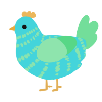 A aqua and spring chicken with a bar pattern