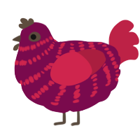 A wine and crimson chicken with a bar pattern