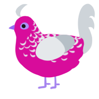 Vieled, a fuchsia and mist chicken with a half-lace pattern