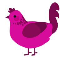 A fuchsia and wine chicken with a neck-speckle pattern