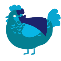 A sea and cerulean chicken with a half-lace pattern