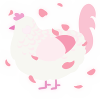 A white and rose chicken with a half-lace pattern