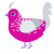 Vieled, a fuchsia and mist chicken with a half-lace pattern