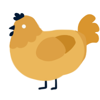 Dollop, a honey and orange chicken with a head pattern