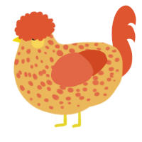 A honey and vermilion chicken with a speckle pattern