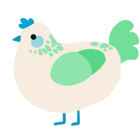 A cream and spring chicken with a neck-speckle pattern