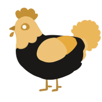 A sable and honey chicken with a head pattern