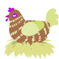 A brown and lemon chicken with a bar pattern