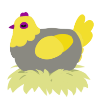 A ash and yellow chicken with a head pattern