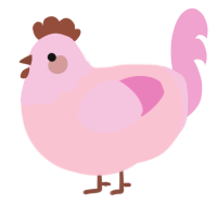 A rose and pink chicken with a head pattern