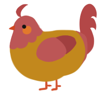 A ochre and red chicken with a head pattern