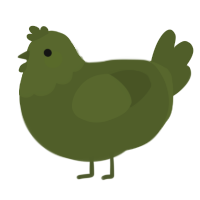 A olive chicken with a head pattern