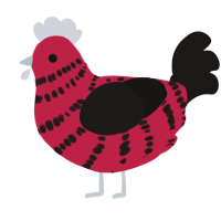 A crimson and sable chicken with a bar pattern