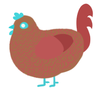 A brown and red chicken with a double-lace pattern