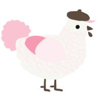 A white and rose chicken with a lace pattern