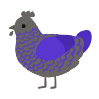 Hiko, a grey and indigo chicken with a lace pattern