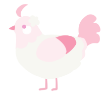 A white and rose chicken with a head pattern