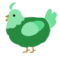 A viridian and spring chicken with a head pattern