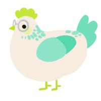 A cream and mint chicken with a neck-speckle pattern