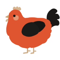 A vermilion and sable chicken