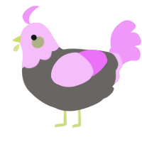 A grey and lavender chicken with a head pattern