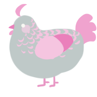 A silver and pink chicken with a half-lace pattern