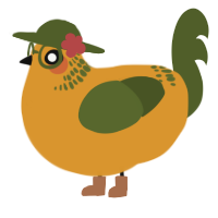 A orange and olive chicken with a neck-band pattern