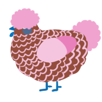 A russet and pink chicken with a lace pattern