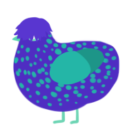 Deep Blue Sea, a indigo and turquoise chicken with a speckle pattern