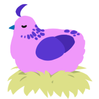 A lavender and indigo chicken with a neck-speckle pattern