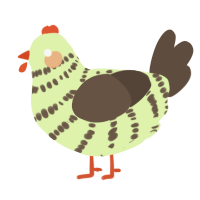A apple and bark chicken with a bar pattern