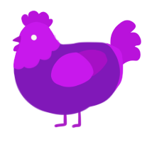A violet and amethyst chicken with a head pattern