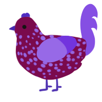 A wine and blurple chicken with a speckle pattern