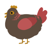 A bark and red chicken with a neck-band pattern