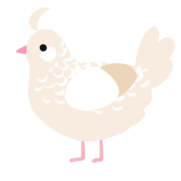 A cream chicken with a half-lace pattern