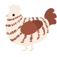 A cream and russet chicken with a bar pattern