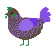 A bark and blurple chicken with a lace pattern