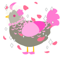 A ash and pink chicken with a half-lace pattern