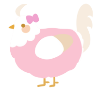 A rose and cream chicken with a head pattern