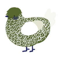 Lil fart, a olive and white chicken with a double-lace pattern