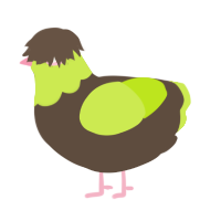A bark and lime chicken with a head pattern