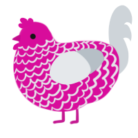 A fuchsia and mist chicken with a lace pattern