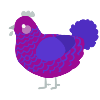 A plum and indigo chicken with a lace pattern