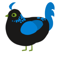 A sable and sapphire chicken with a neck-speckle pattern