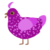 A plum and orchid chicken with a speckle pattern