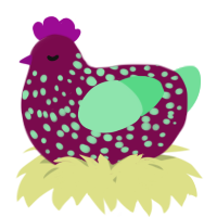 A wine and spring chicken with a speckle pattern