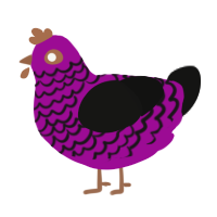 A plum and black chicken with a lace pattern