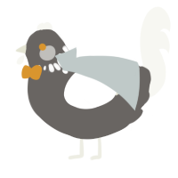 A grey and white chicken with a neck-speckle pattern