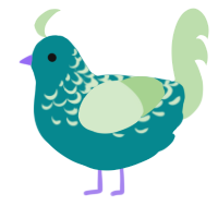A teal and gluppy chicken with a half-lace pattern
