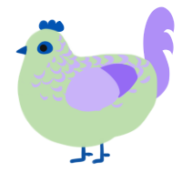 A gluppy and lilac chicken with a half-lace pattern